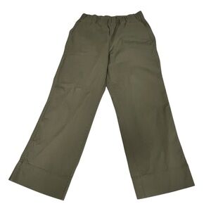 Quince Organic Stretch Cotton Wide Leg Chino Pants Olive Green 4 Clean Girl